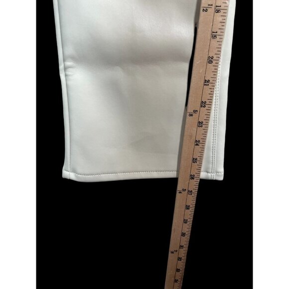 Good American Better Than Leather Crop Mini Flare Pants Cream sz 28 - Picture 8 of 10